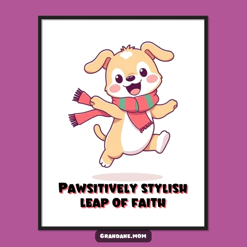 Free Printable Funny Daniff Wall Art: Stylish Scarf Dog Leap Downloadable Decor