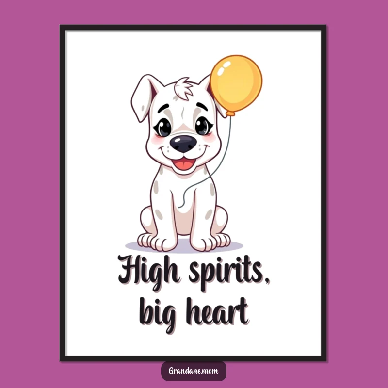 Free Printable Grand Dane Wall Art: Smiling Pup, Funny Downloadable Decor