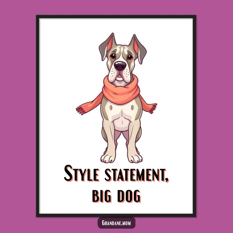 Free Printable Grand Dane Wall Art: Stylish Pup, Funny Downloadable Decor