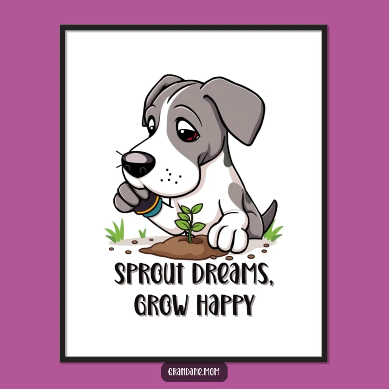 Free Printable Great Dane Gardener Wall Art - Funny Downloadable Art for Green Thumbs