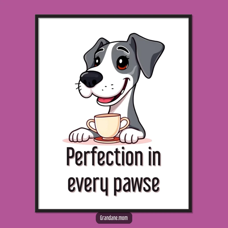 Free Printable Wall Art: Funny Great Dane Teacup Balance Dog Decor Downloadable Art