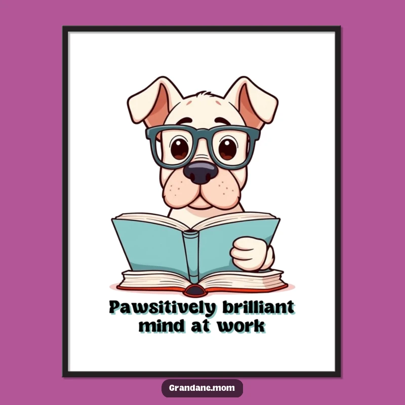 Free Printable Wall Art: Intellectual Grand Dane Reader Decor Downloadable Art