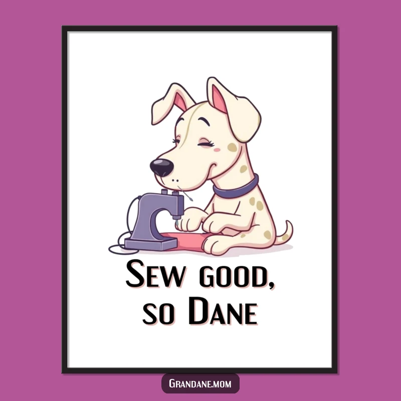 Funny Free Printable Grand Dane Sewing Art: Hilarious Dog Downloadable Wall Decor!