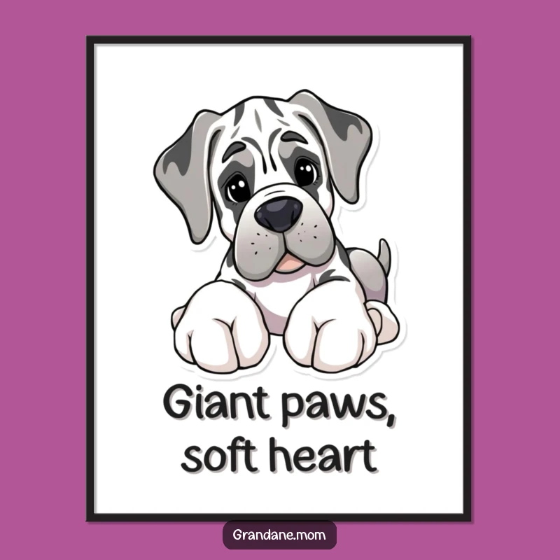 Free Printable Wall Art: Giant Paws Grand Dane Soft Toy Funny Downloadable Art