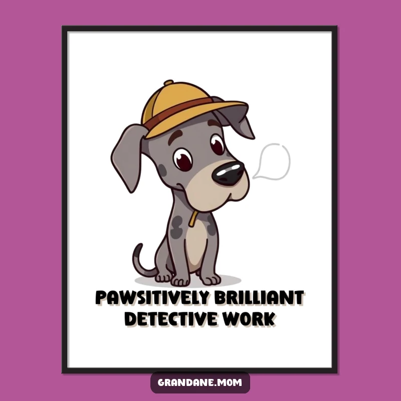 Free Printable Wall Art: Detective Great Dane, Humorous Dog Art for Your Home