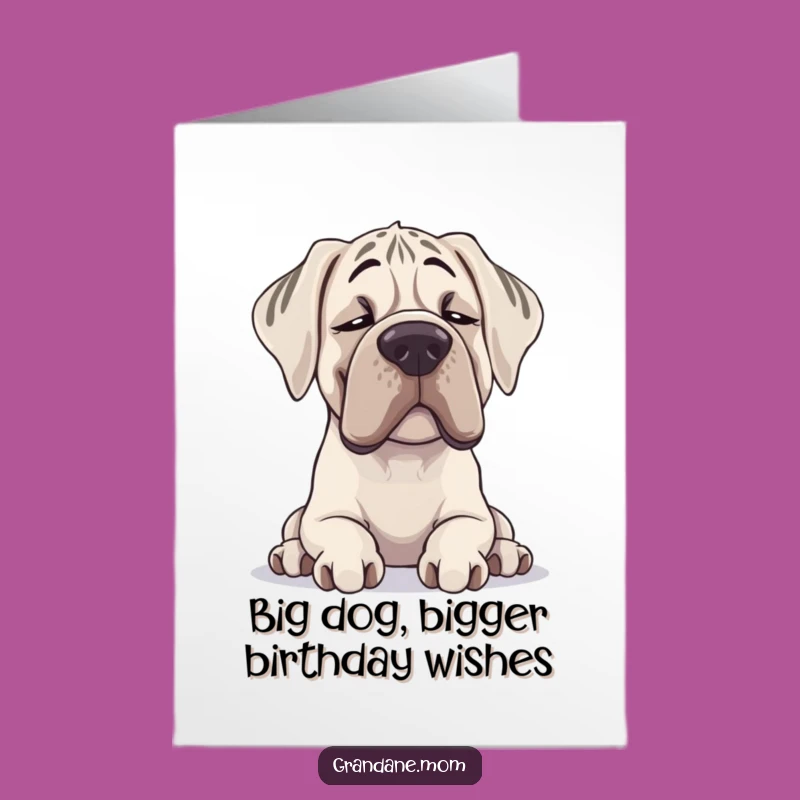 Free Printable Happy Birthday Card: Funny Grand Dane Sighing - Downloadable Humorous Card