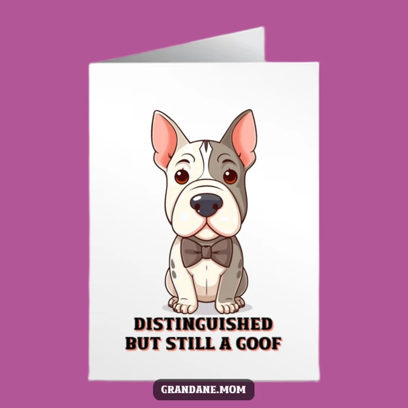 Free Printable Birthday Card: Distinguished Grand Dane Bow Tie Funny Downloadable Gift