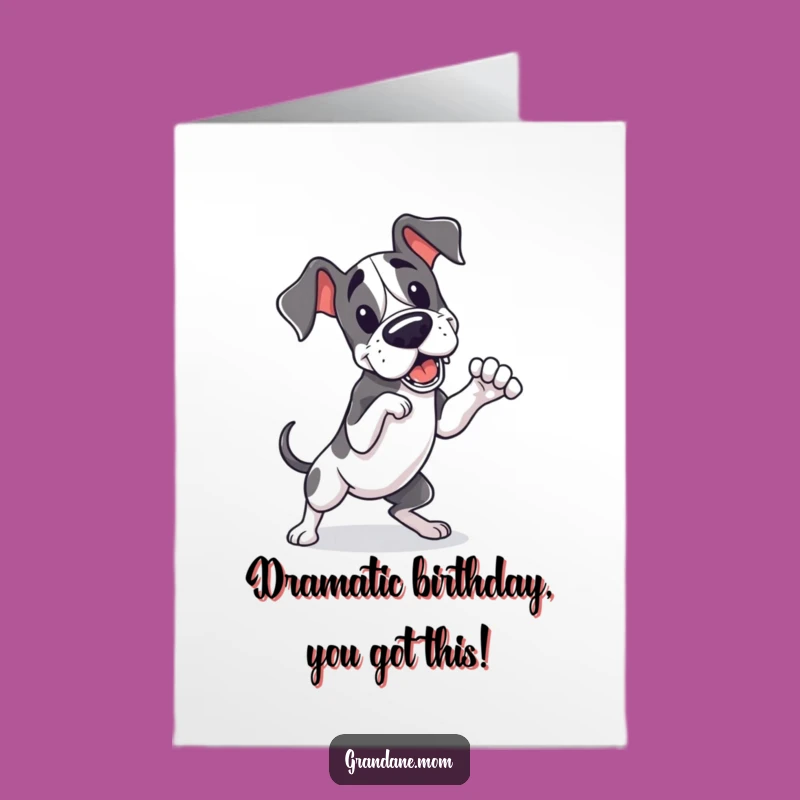 Free Printable Birthday Card: Kawaii Great Dane Pose Dog Humor Downloadable Gift