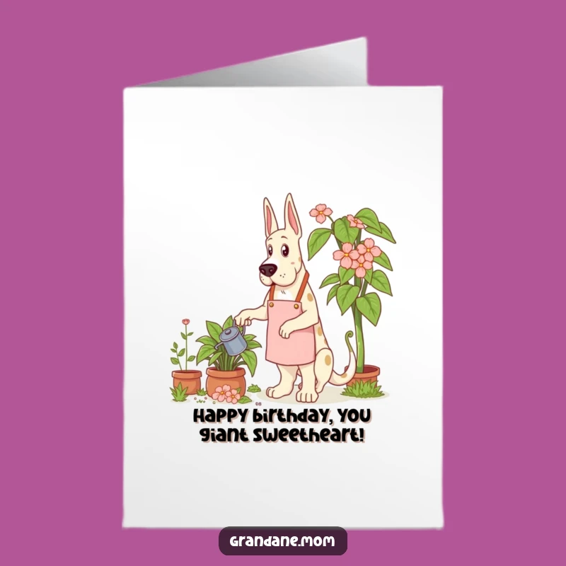 Free Printable Birthday Card: Giant Gardener Grand Dane Downloadable Gift
