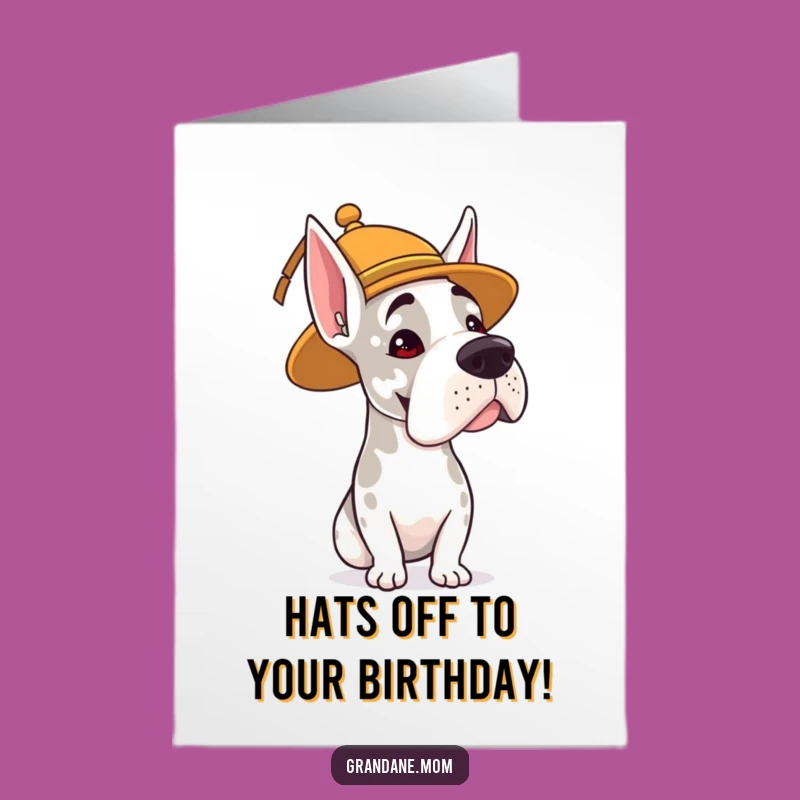 Free Printable Birthday Card: Whimsical Hat Grand Dane Funny Downloadable Gift