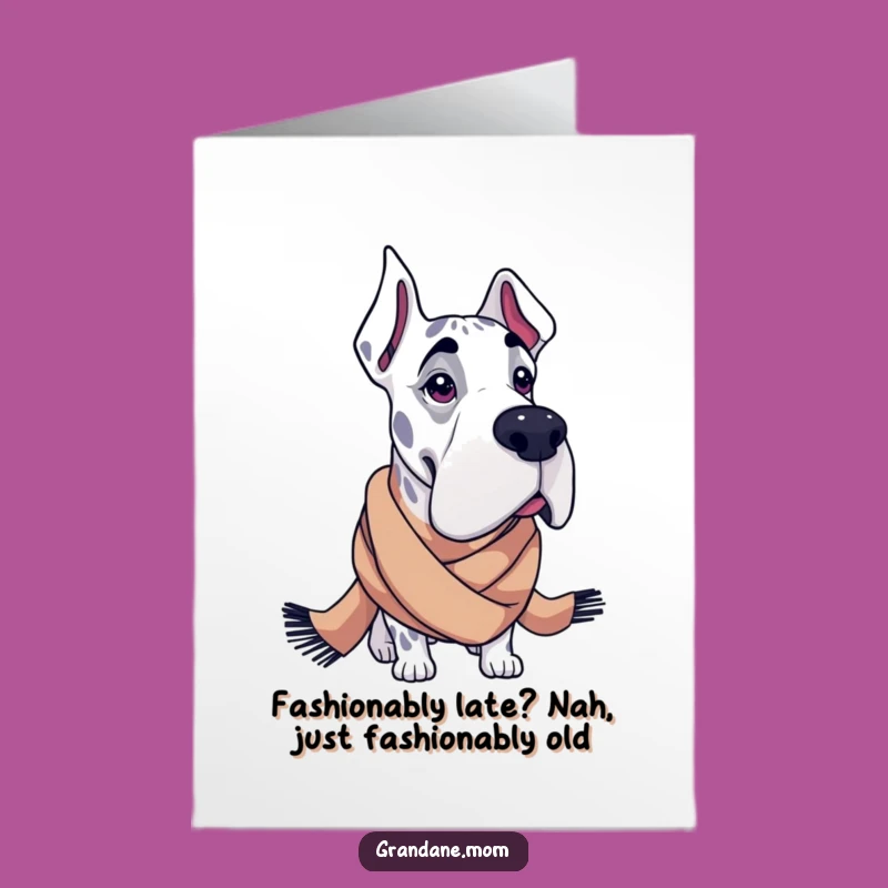 Free Printable Funny Birthday Card: Fashionable Grand Dane Scarf, Downloadable Gift