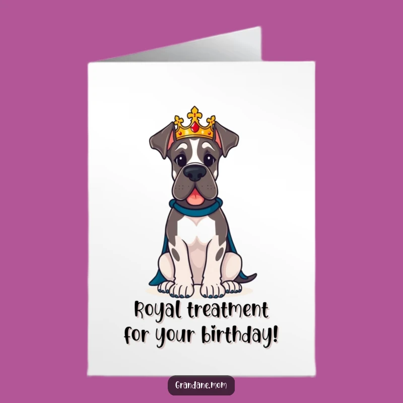 Free Printable Royal Great Dane Birthday Card: Regal Dog Gift Downloadable