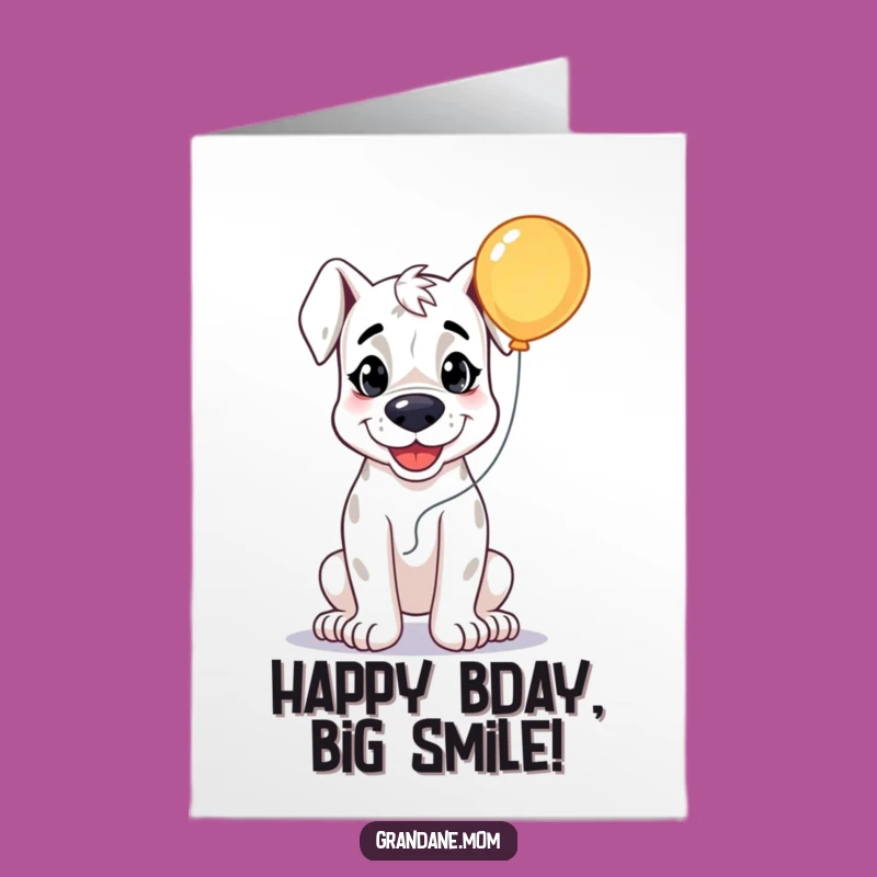 Free Printable Grand Dane Birthday Card: Smiling Pup, Cheerful Downloadable Gift