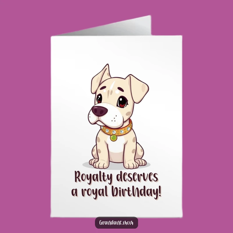 Free Printable Birthday Card: Regal Dane Sparkle, Funny Royal Dog Downloadable Gift