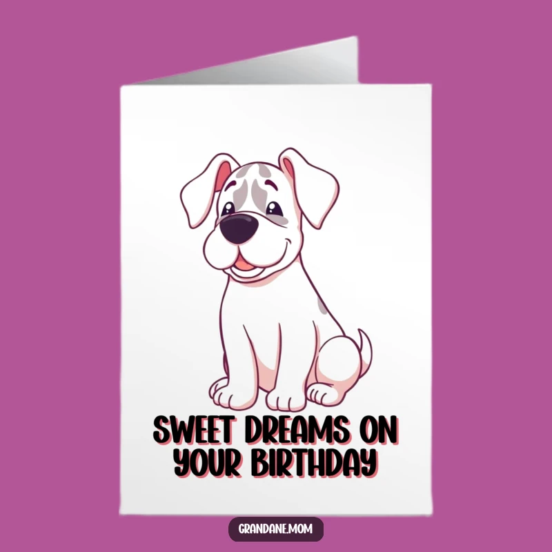 Free Printable Birthday Card: Sweet Grand Dane Cozy Happy Funny Downloadable Gift