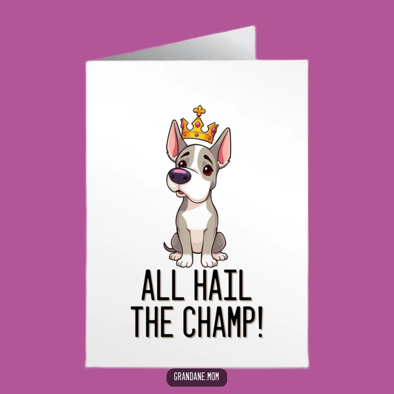Majestic Grand Dane Congrats Card: Free Printable, Regal Pup for Your Big Win!