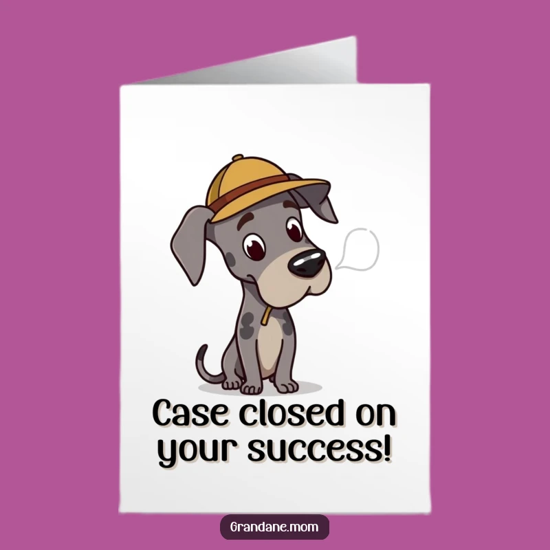 Free Printable Congrats Card: Detective Great Dane Solves Success, Download Now!