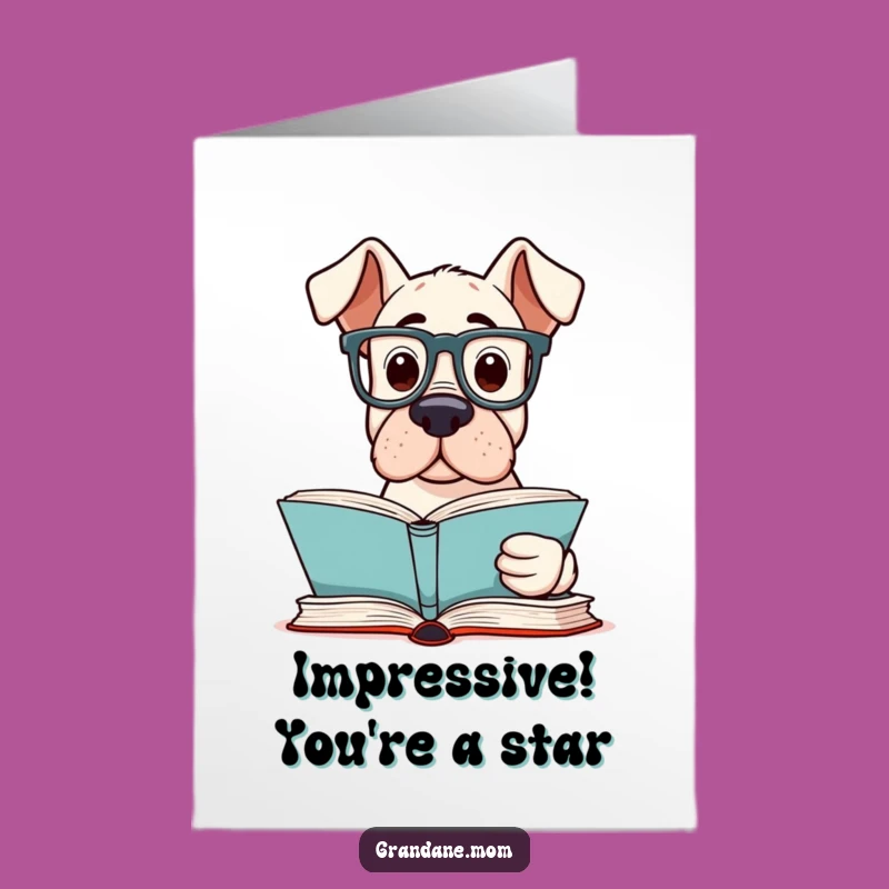 Free Printable Congrats Card: Intelligent Grand Dane Achiever Downloadable Gift