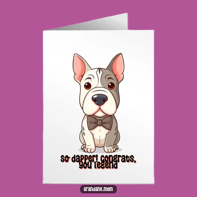 Free Printable Congratulations Card: Distinguished Grand Dane Bow Tie Funny Downloadable Gift