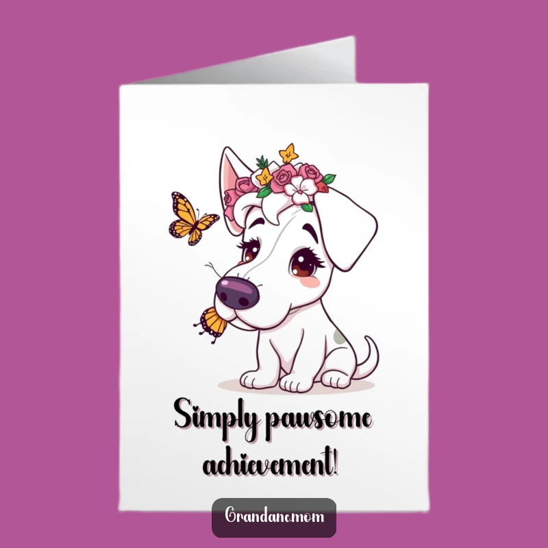 Free Printable Flower Crown Dane Congrats Card - Joyful Doggy Downloadable