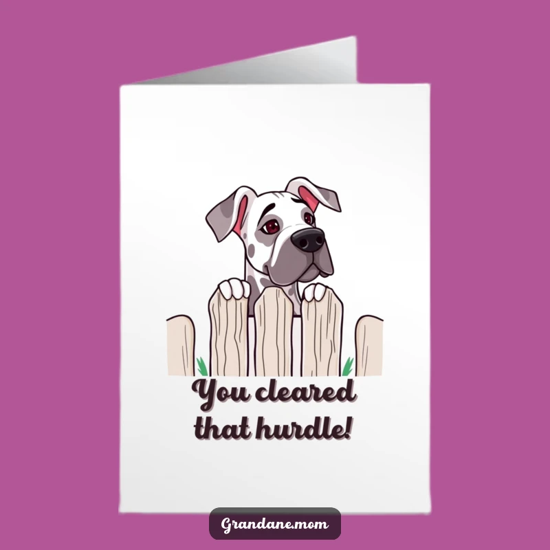 Free Printable Grand Dane Congrats Card: Peeky Dog Funny Downloadable Greeting