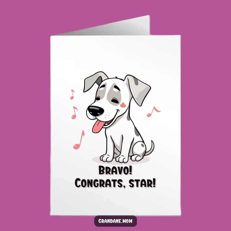 Free Printable Great Dane Musician Congrats Card - Humorous Downloadable Gift for Big Applause