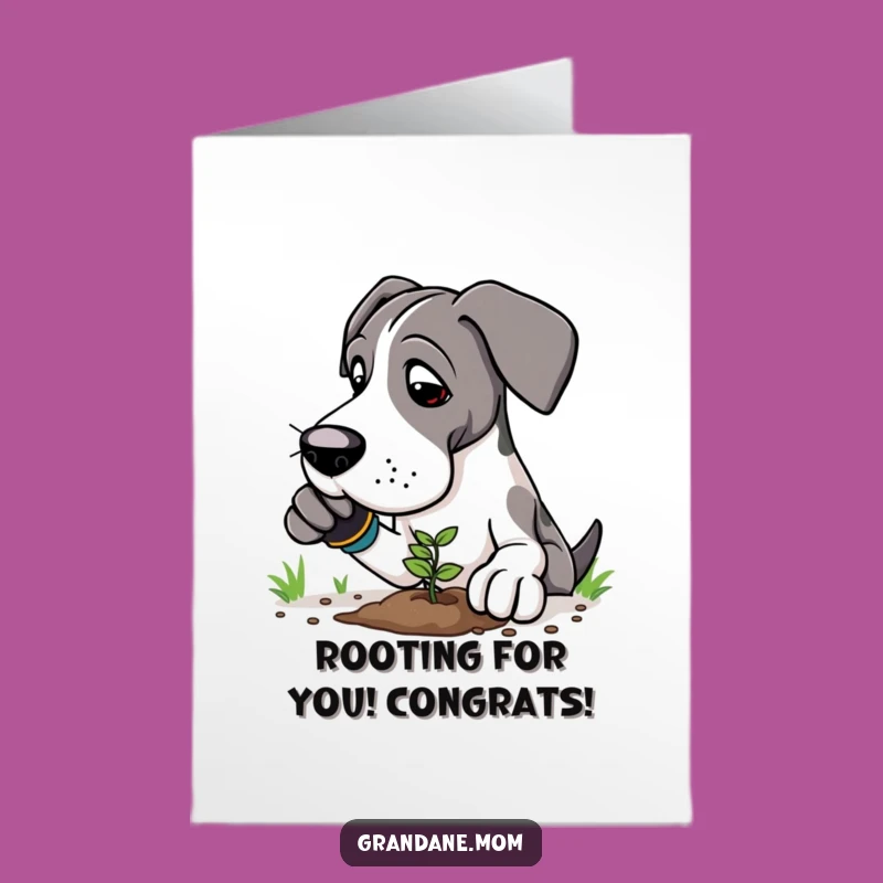 Free Printable Great Dane Gardener Congratulations Card - Humorous Downloadable Gift for New Beginnings