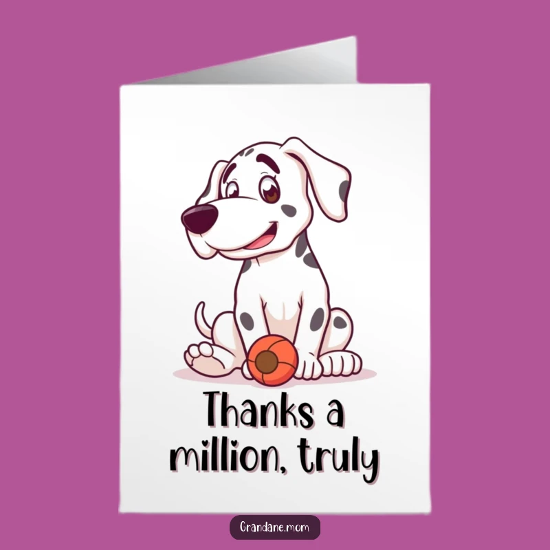 Free Printable Grand Dane Thank You Card: Playful Dog, Funny Downloadable Gift for Gratitude