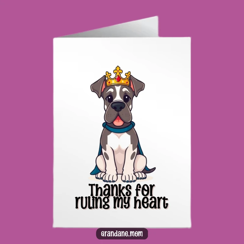 Free Printable Royal Great Dane Thank You Card: Regal Dog Gift Downloadable