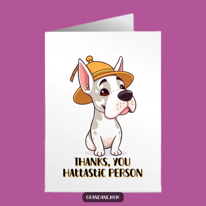 Free Printable Thank You Card: Whimsical Hat Grand Dane Funny Downloadable Gift