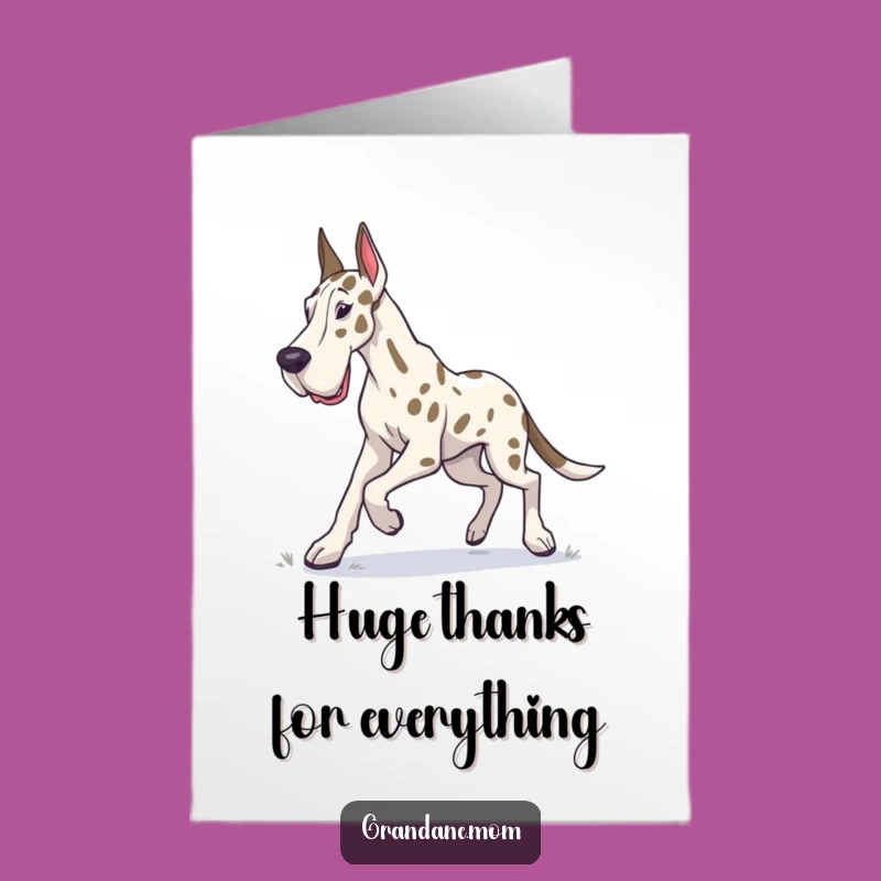Free Printable Grand Dane Thank You Card: Determined Dog, Funny Downloadable Gift for Gratitude