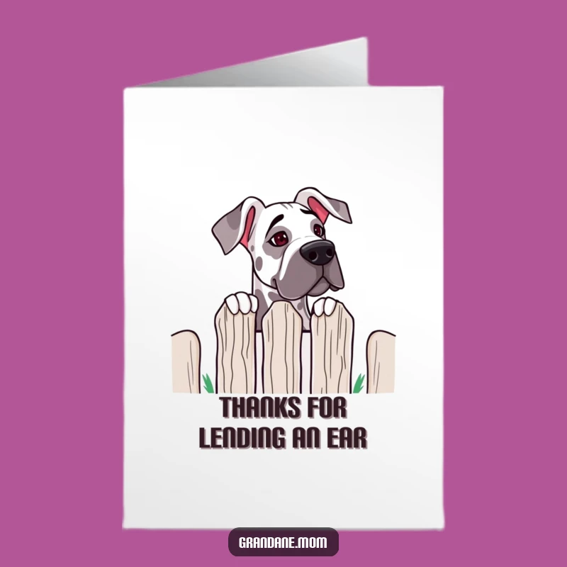 Free Printable Grand Dane Thank You Card: Floppy Ears Peek Funny Downloadable Thanks
