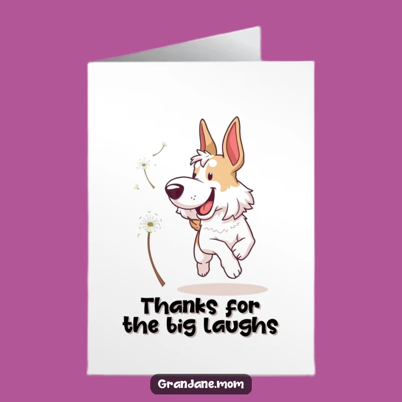 Free Printable Thank You Card: Funny Grand Dane Dandelion Gratitude Downloadable Gift