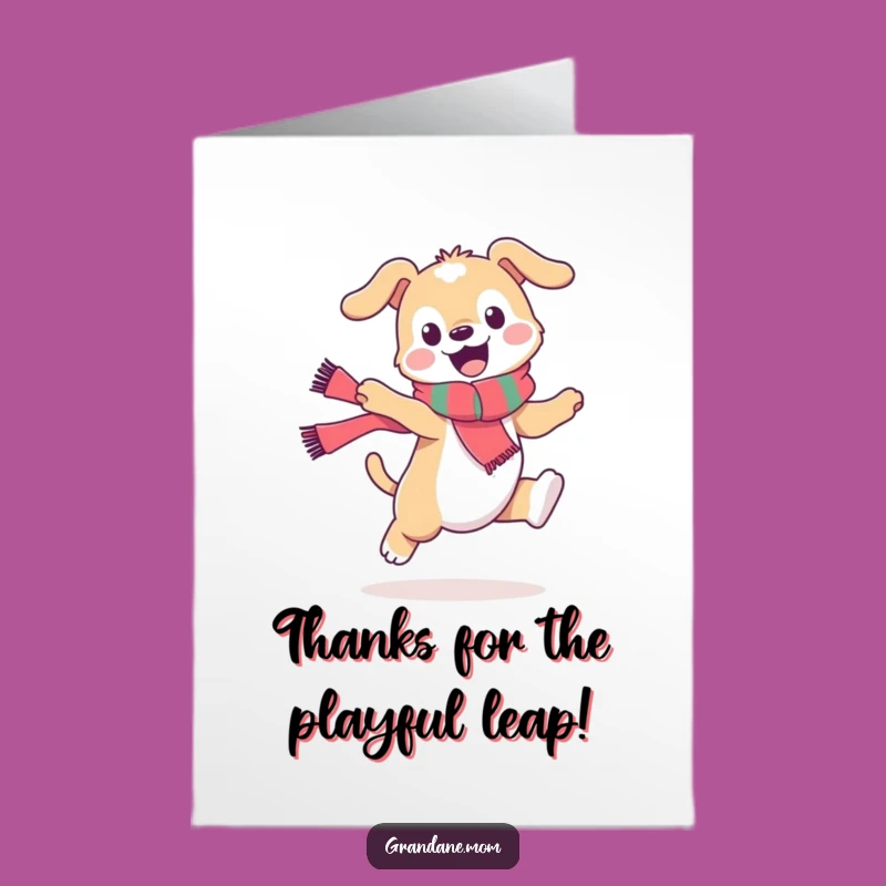 Free Printable Funny Daniff Thank You Card Printable: Stylish Scarf Dog Leap Gift