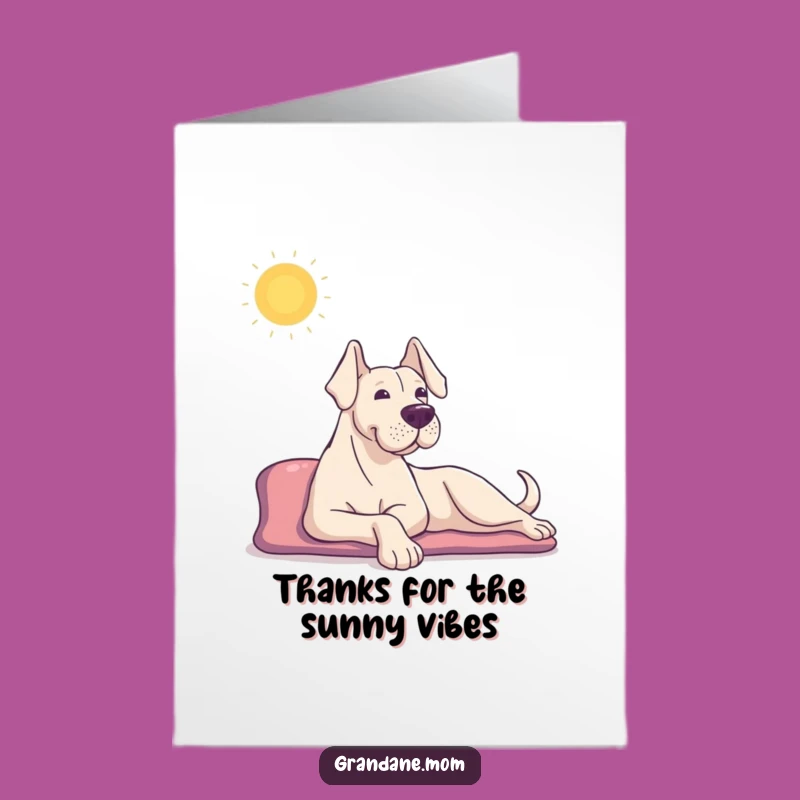 Free Printable Grand Dane Thank You Card: Relaxed Dog Appreciation Downloadable