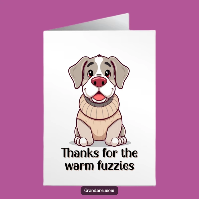 Free Printable Thank You Card: Cozy Grand Dane, Grateful Downloadable Gift