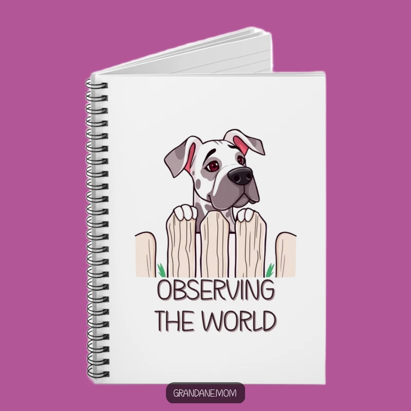 Funny Grand Dane Fence Peek Notebook: Record Curious Thoughts with Canine Charm Gift