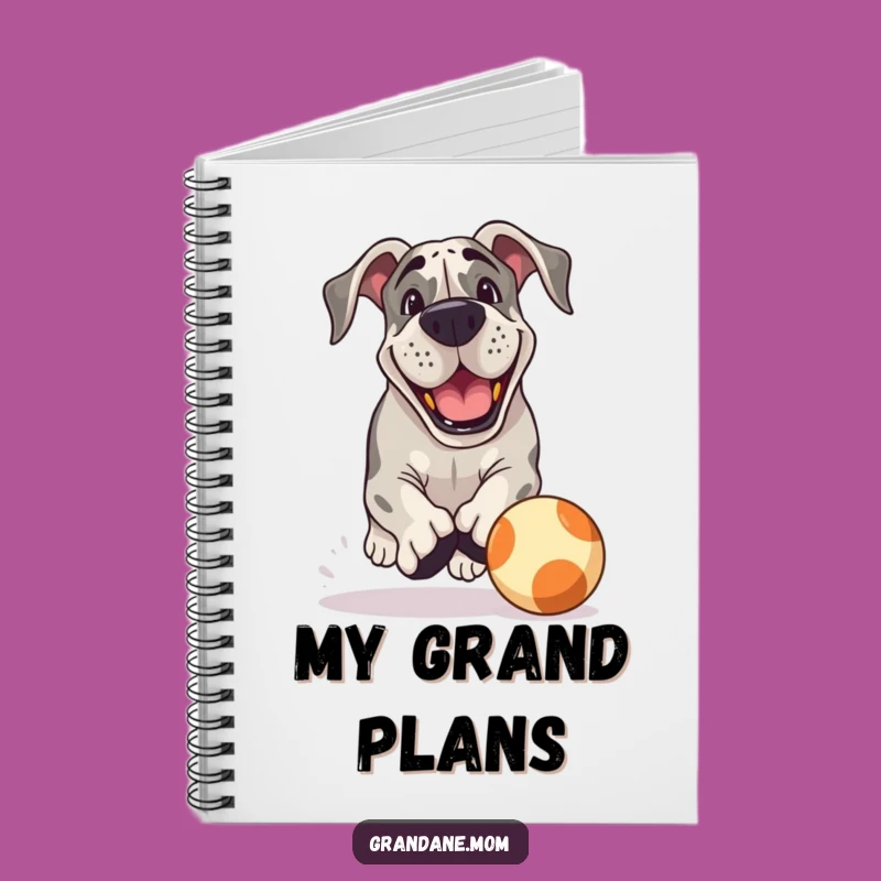 Funny Playful Grand Dane Notebook: Chasing Ball Journal for Active Ideas