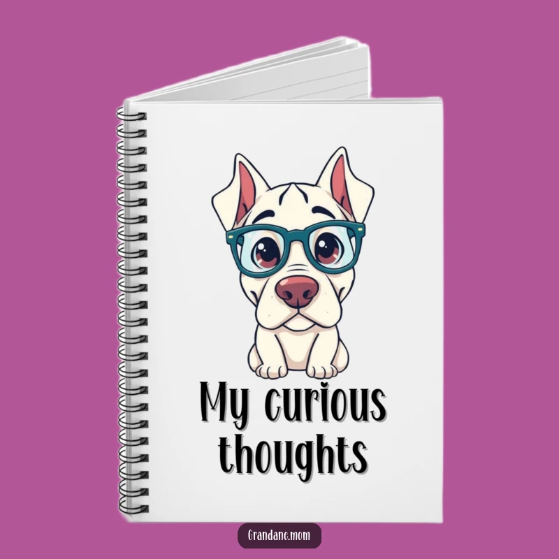 Funny Curious Grand Dane Notebook: Oversized Glasses Journal for Smart Ideas