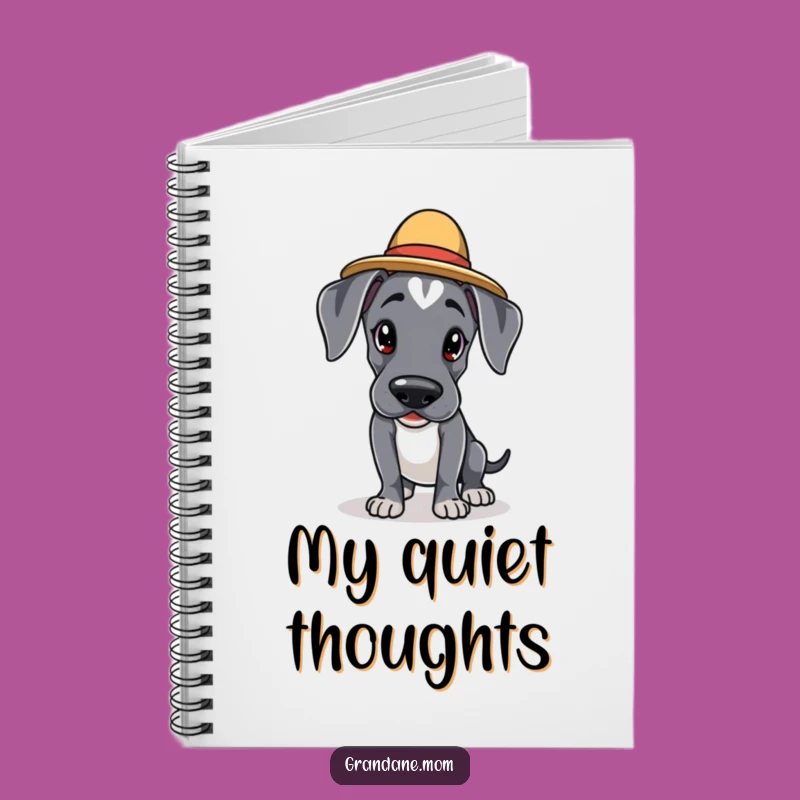 Funny Kawaii Great Dane Notebook: Elegant Hatted Dog Tiptoes, Creative Funny Gift