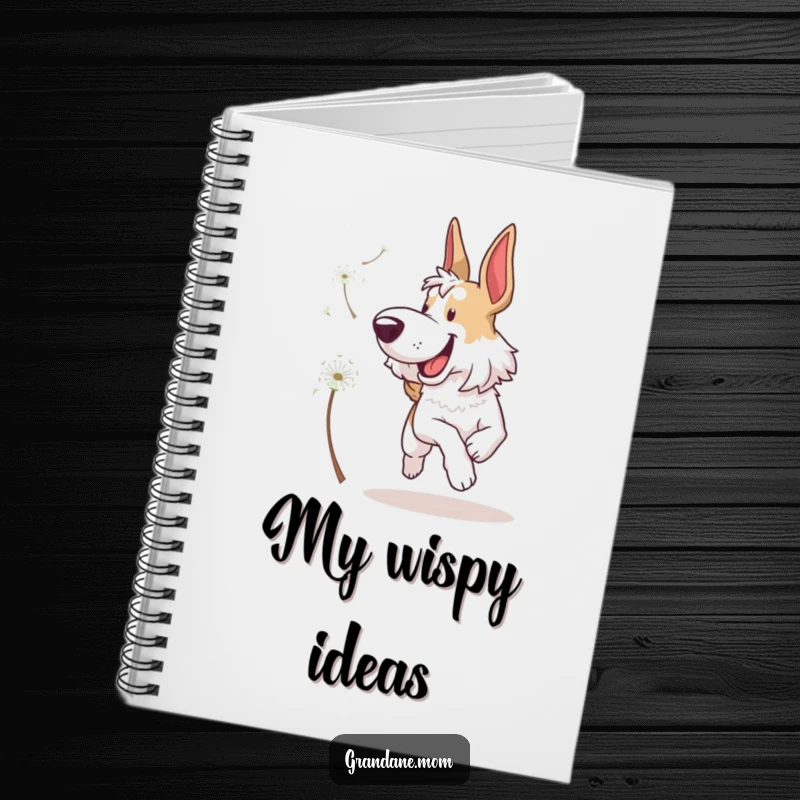 Funny Grand Dane Notebook: A charming dog happily pursuing a floating dandelion seed, perfect for jotting down funny notes.