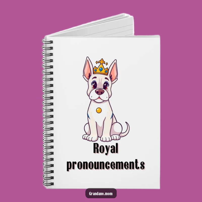 Funny Majestic Grand Dane Notebook: Crowned King Journal for Royal Thoughts