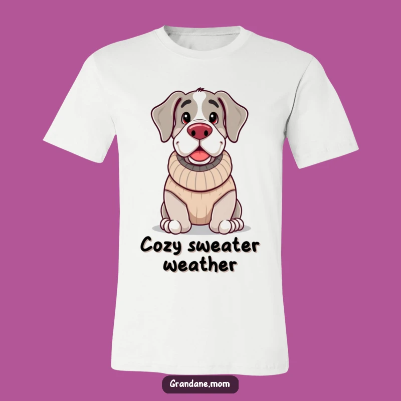 Funny Cozy Canine T-Shirt: Grand Dane in a Knitted Sweater!