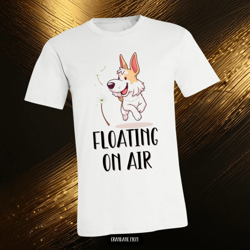 Funny Grand Dane T-Shirt: A joyful, oversized dog leaping gracefully to catch a delicate dandelion seed in mid-air.