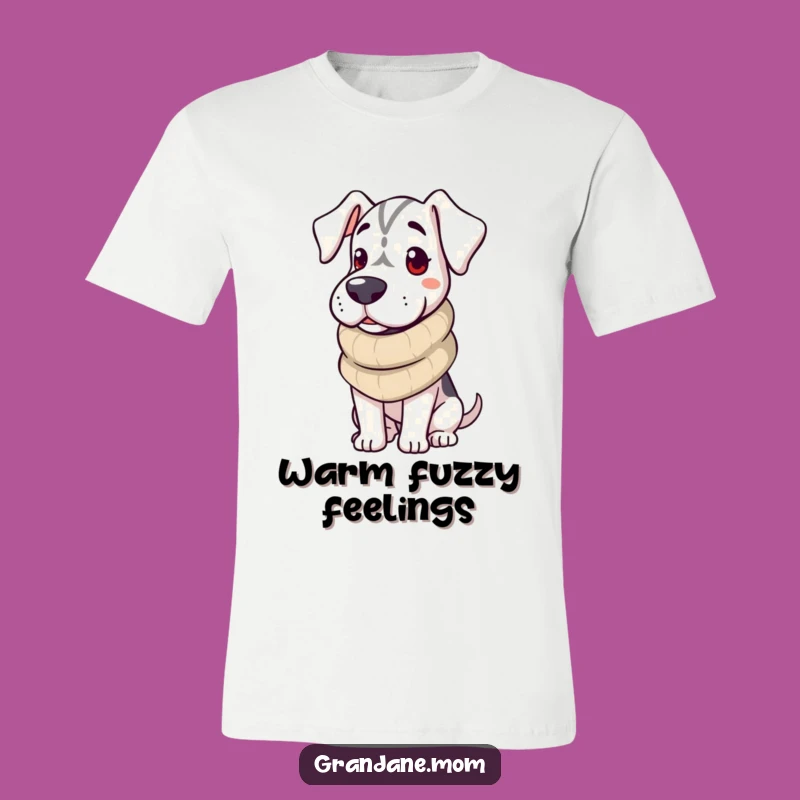 Funny Cozy Grand Dane Scarf T-Shirt: Warm Dog Apparel for Chilly Days