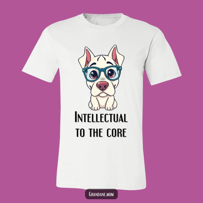 Funny Curious Grand Dane T-Shirt: Oversized Glasses Tee - Quirky Dog Lover Gift