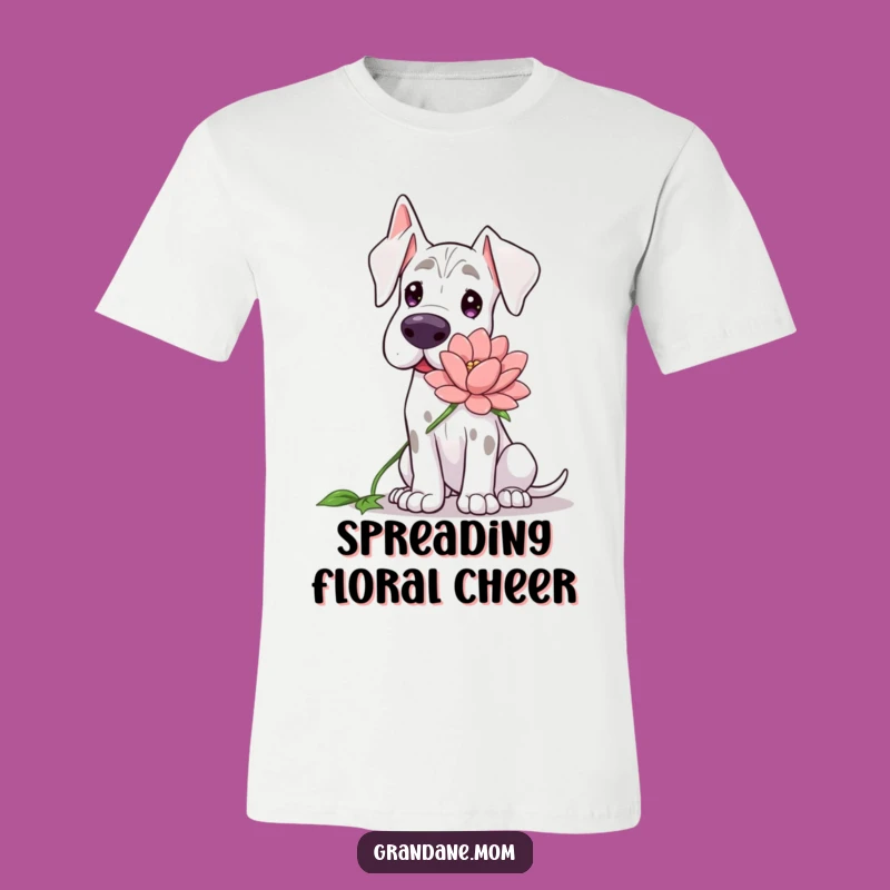 Funny Grand Dane Flower T-Shirt: Kind Dog with Big Bloom Tee, Great Funny Gift