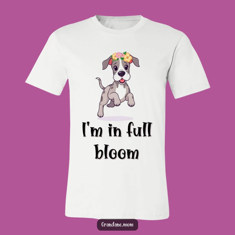 Funny Great Dane Floral Headband T-Shirt: A Joyful Prancing Pup, Hilarious Funny Gift