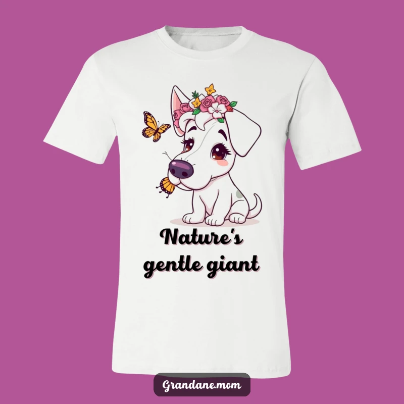 Funny Grand Dane Flower Crown Butterfly T-Shirt: Embrace Gentle Playfulness