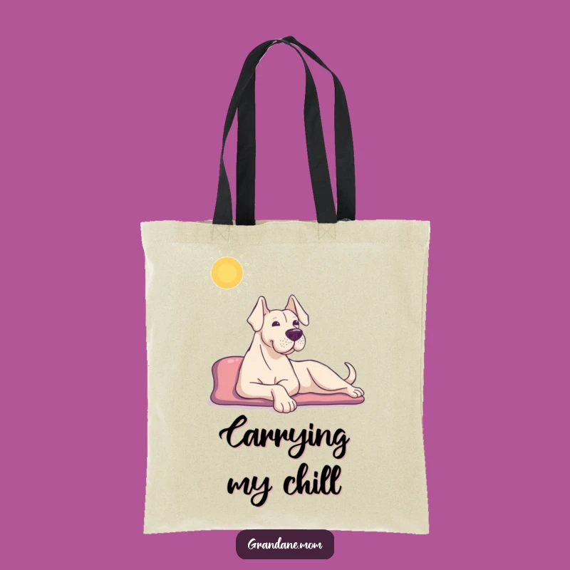 Funny Grand Dane Tote Bag: Sun Stretch Design, Practical Funny Gift for Relaxers